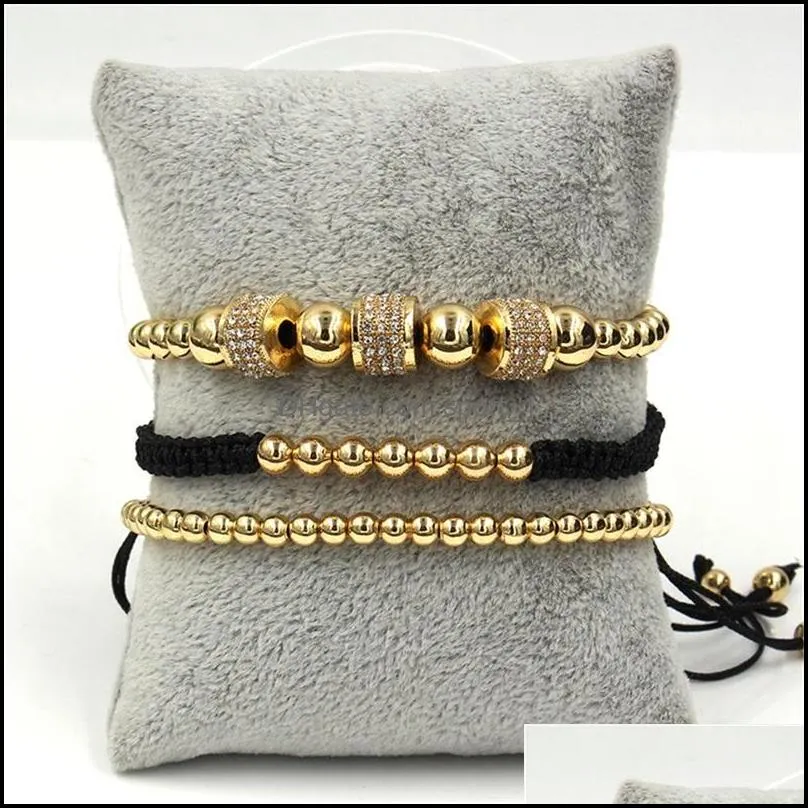 fashion punk gold bracelet women mens 3pcs/set couple bangle high quality beaded bracelets 3428 q2