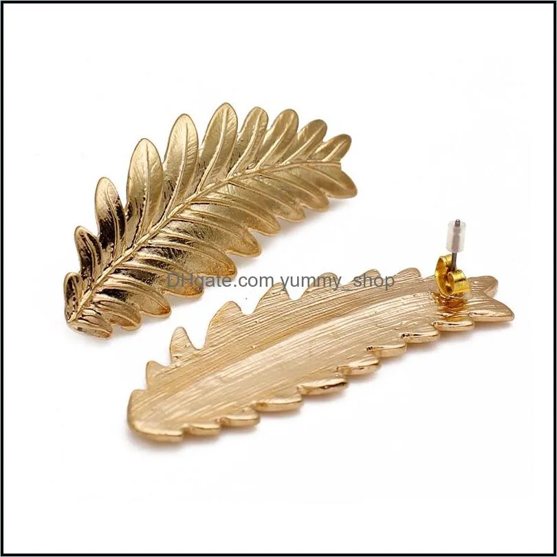  design leaf earrings trees korean minimalist golden stud earring for women fashion wholesale jewelry gifts