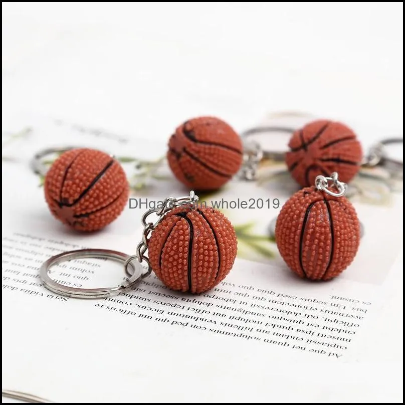 simulation resin basketball sport keychains cute sports key ring bag pendat for mens accessory gifts 1960 t2