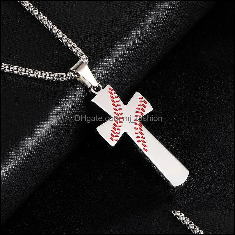 gold cross pendants necklaces sporting baseball golden christ jesus pendant stainless steel necklace religious jewelry