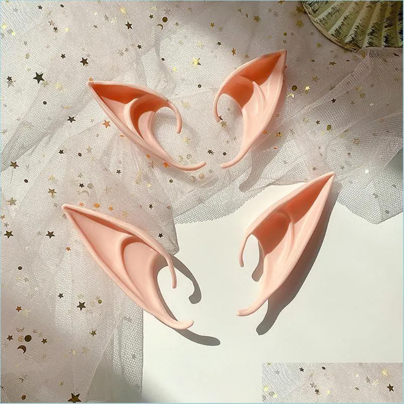 1 set artificial elf ears halloween decorations simulation soft dressing up props fake cosplay decors