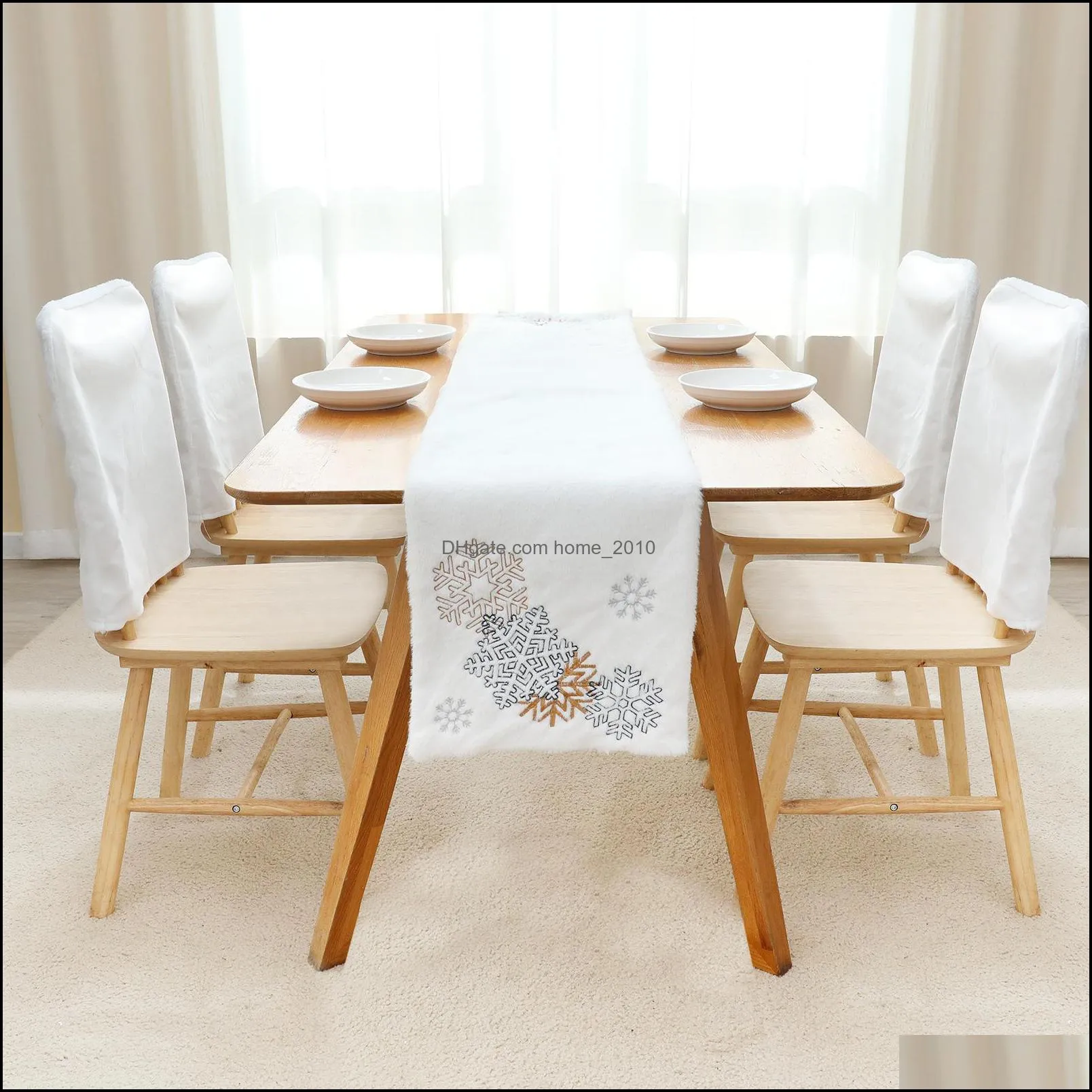 crossborder christmas nordic style white hair snowflake table runner home restaurant dress up table flag printing placemat