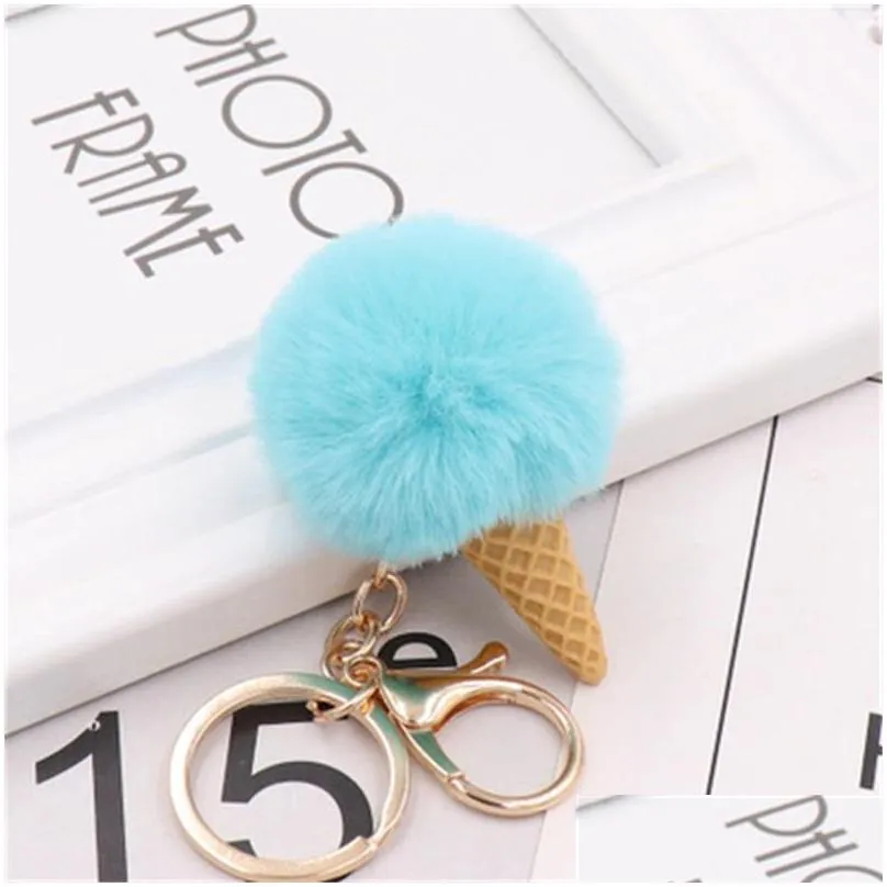 plush ice cream key ring soft ball keychains keys holder luggage bags pendant gift toys birthday party supply 1 8tz h1