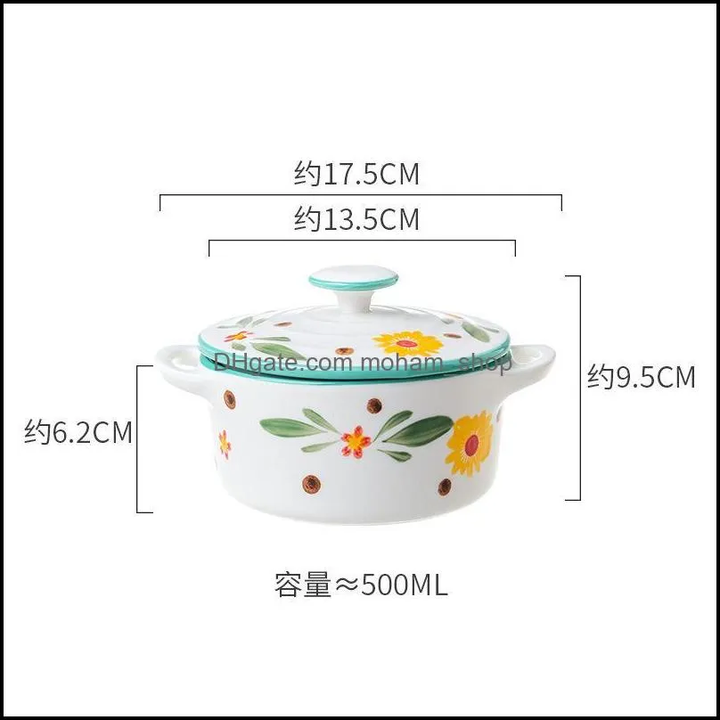 bowls ceramic breakfast bowl steamed egg with lid binaural dessert can be used to watch small  creative tableware