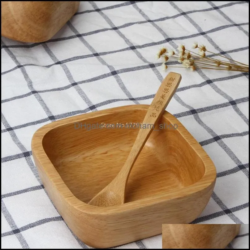 bowls square wooden bowl japanese creative fruit salad large tableware household solid wood dessert