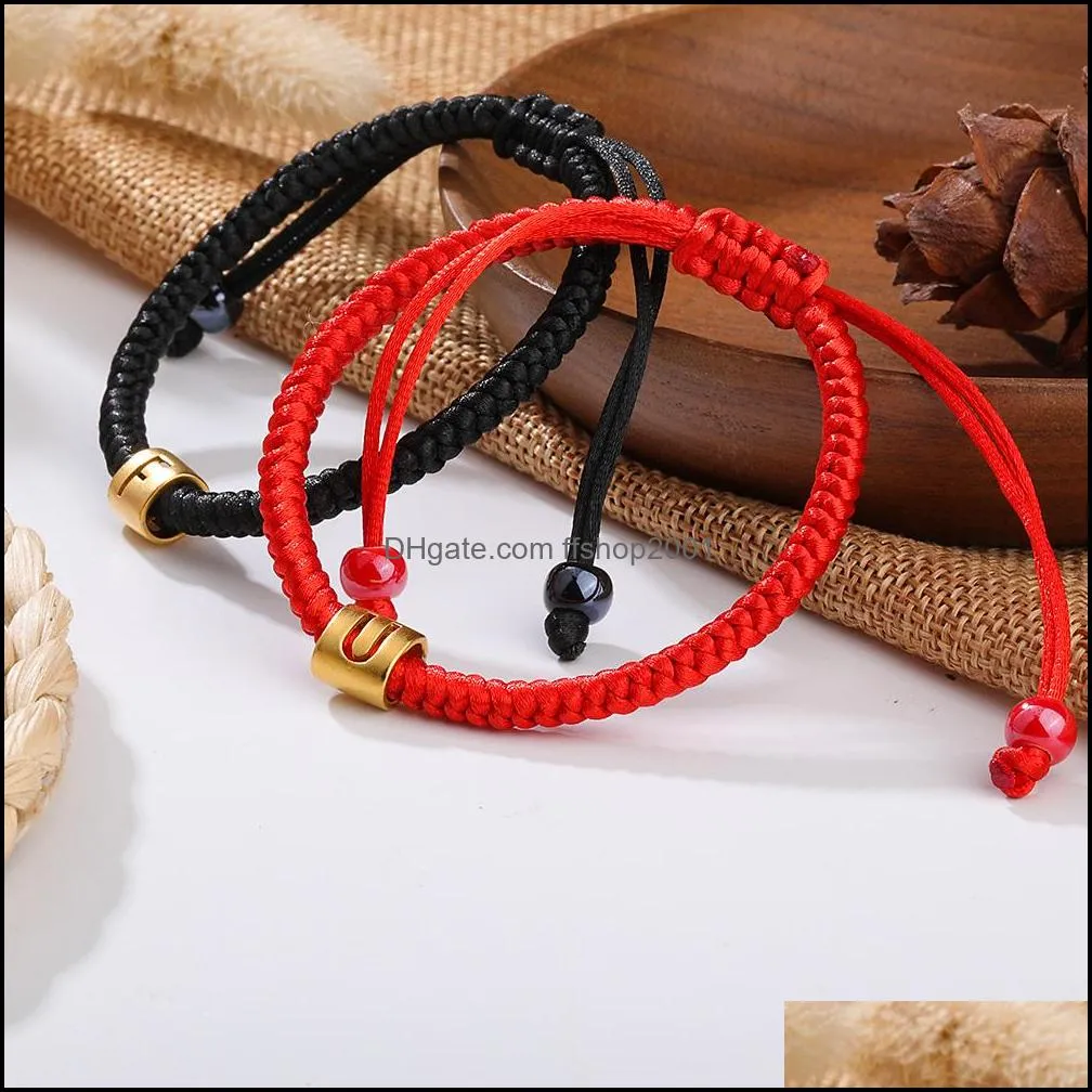 handmade rope braided bracelet red black rope tibetan buddhist love lucky mexican friendship letter charm bracelets for women men