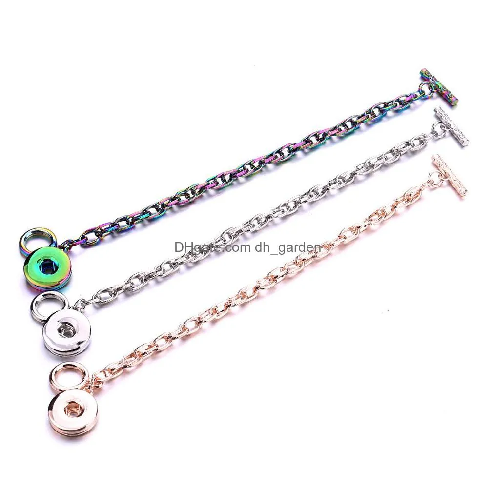 colorful silver gold rose color 18mm snap button charms bracelet bangle for women supplier wholesale