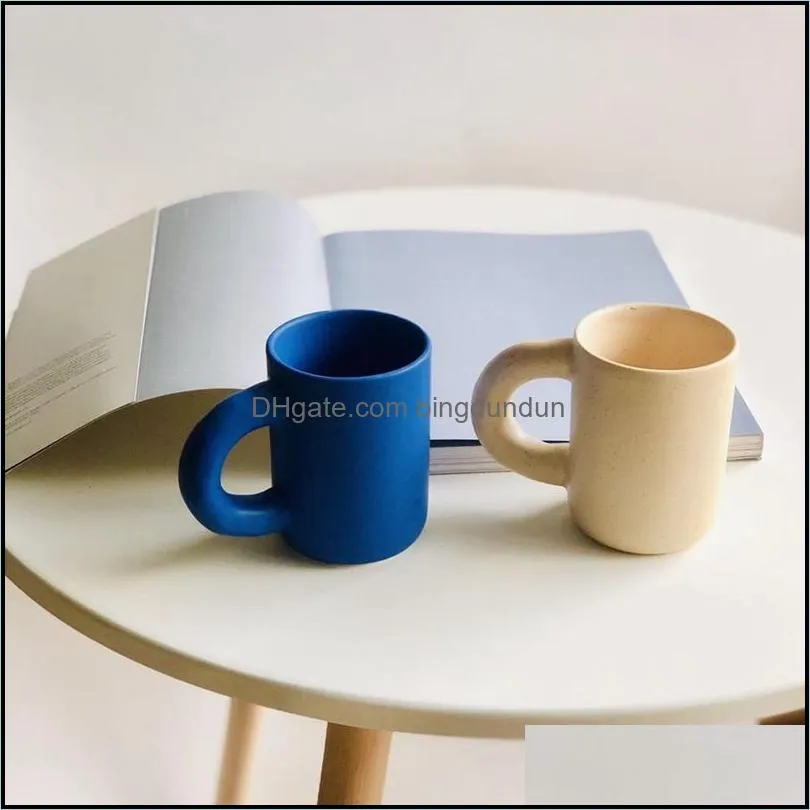 mugs nordic ceramic mug big handle coffee hand pinch handglazed water tea cups milk cup home office