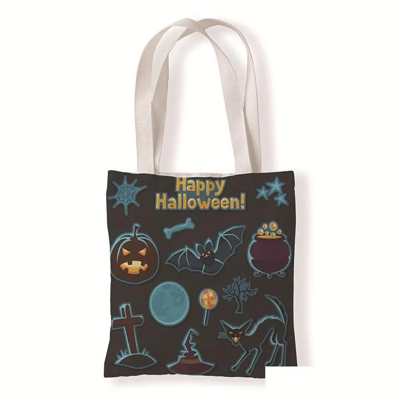 gift wrap fashional handbag high capacity shopping foldable scary halloween print shoulder bags fashion leisure coin bag student 6wd