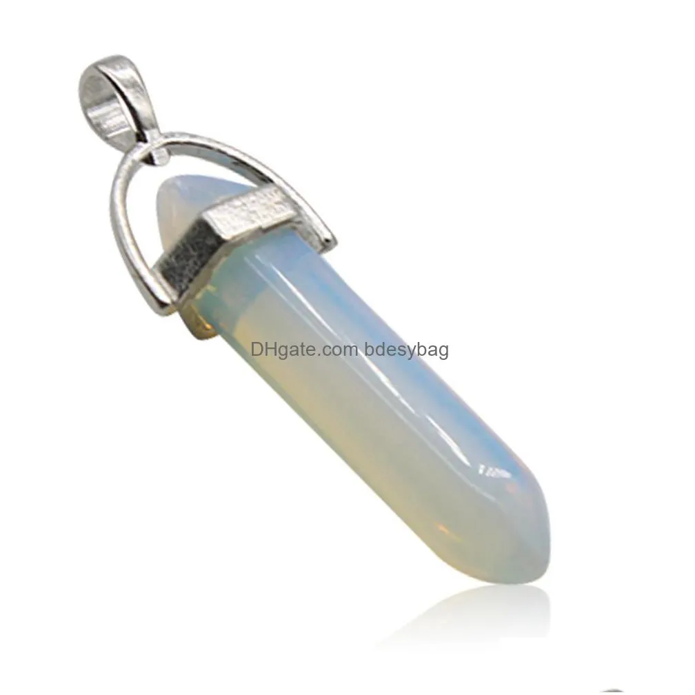 natural tower stone pendant hexagonal column healing crystal quartz gemstone pendants for necklace women jewelry
