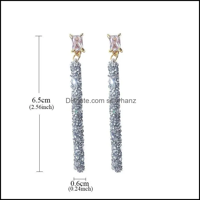  fashion long dangle crystal earrings for woman metal classic geometric zircon drop earrings korean style wedding party jewelry