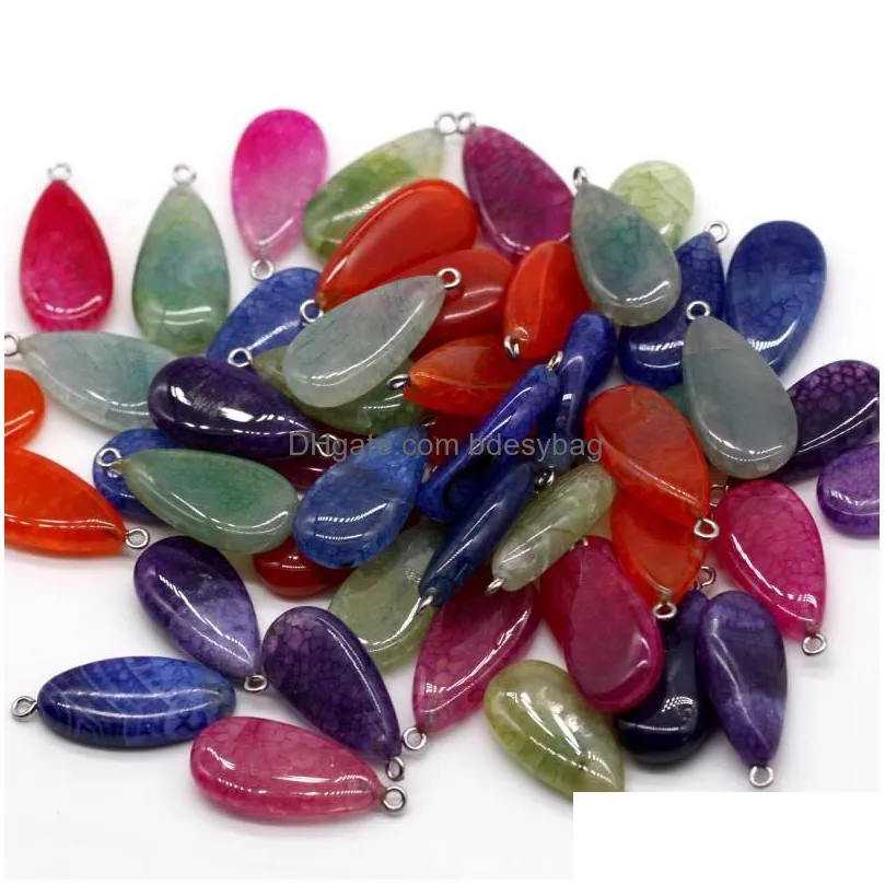 new natural stone water drop shape pendants gemstone crystal summer necklace pendants diy necklace flat bead fashion necklace