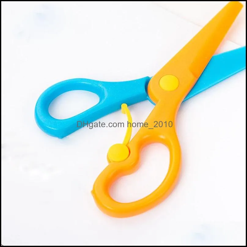 mini safety plastic scissors round head safety scissors stationery student kids diy paper cutting school supplies random color