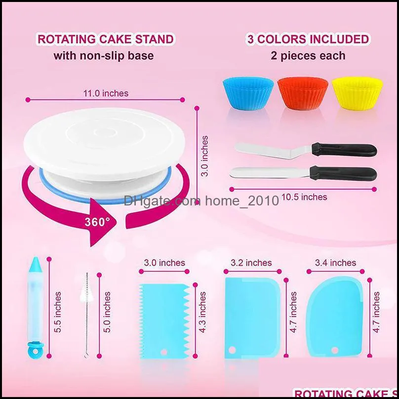 baking pastry tools 172piece cake turntable decoration nozzle set piping bag tpu russian reusable mold