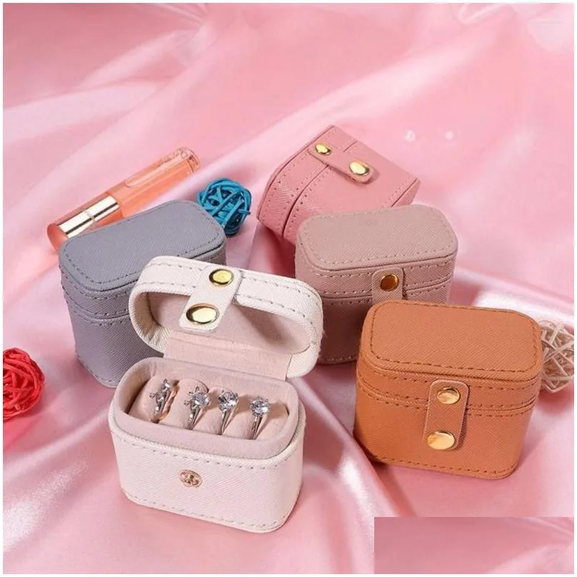 jewelry pouches portable small organizer display travel simple mini gift case boxes leather earring necklace ring holder packaging box