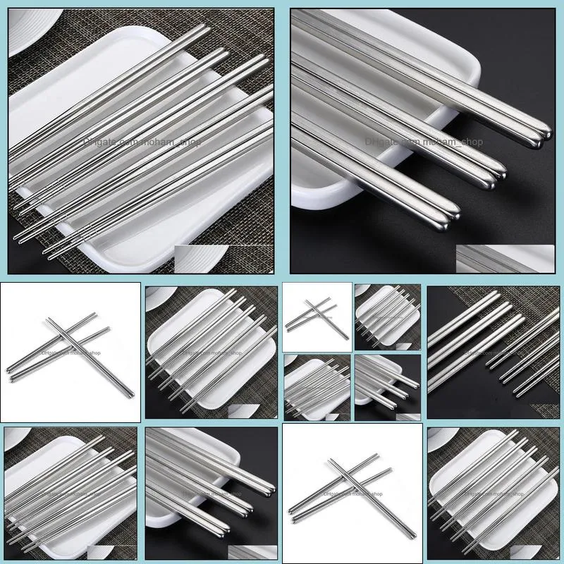 glossy stainless steel nonslip chopsticks silver square chopsticks stainless steel chopsticks 150pair 22.5cm dh0203