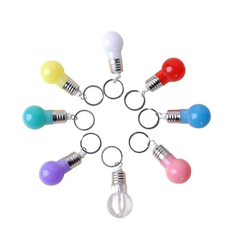 light bulb keys ring party favor led flash colorful keychain small and exquisite practical key buckle cute portable 0 75yf j1