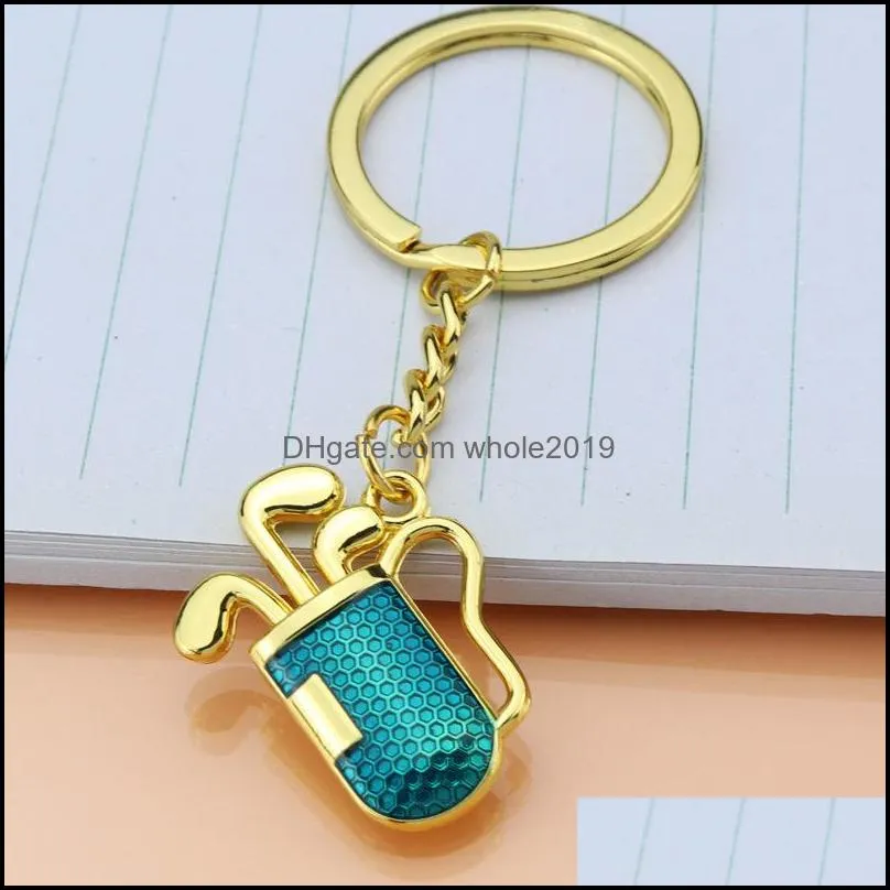 creative golf tube pendant keychain stereo simulation golfs club barrel key ring giveaway 1848 t2