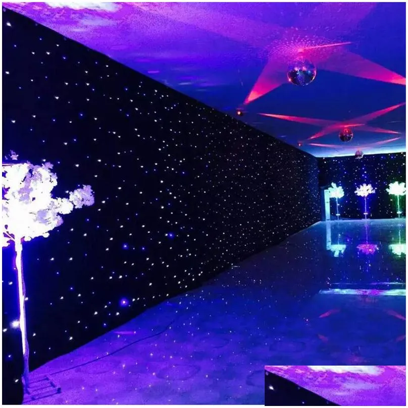 3mx6m led wedding party curtain led star cloth black stage backdrop led star cloth curtain light wedding decoration