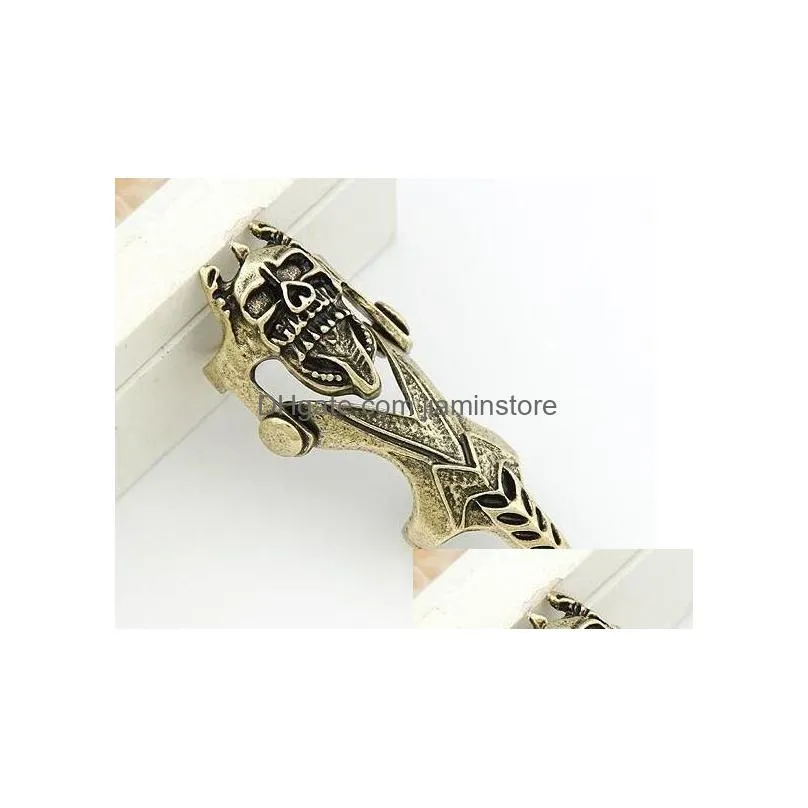 western style accessories for women fashion jewelry punk rock retro individuality skull knuckle rings copper color 12pcs/lot