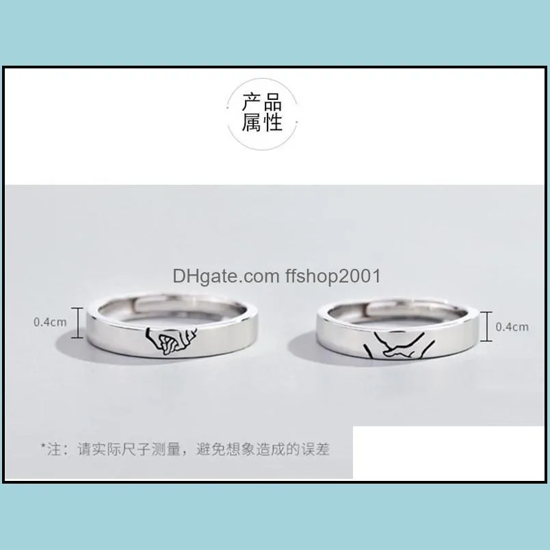 2020 arrival couple rings silver hold your hand lovers open band rings for lovers friend jewelry gift