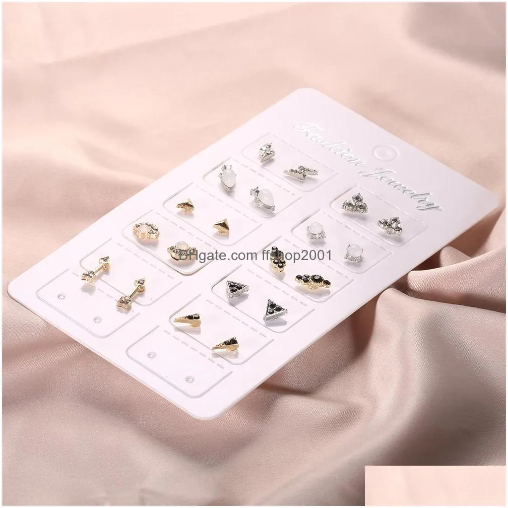 bohemian fashion jewelry vintage earrings set geometry arrow clover bee cute stud earrings 10 pairs/set