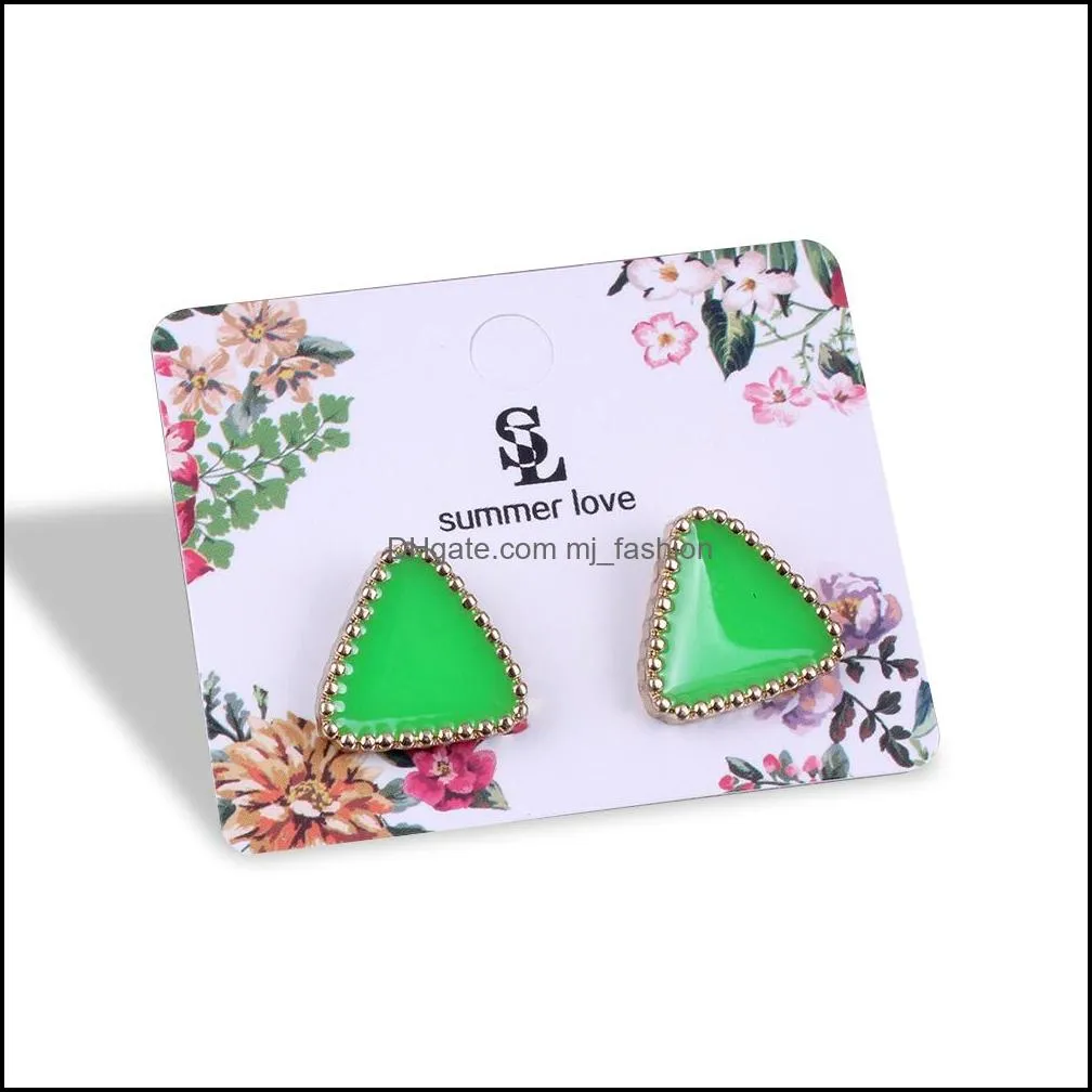  western triangle geometric earring different candy color earrings for women small simple stud earrings korean style jewelry