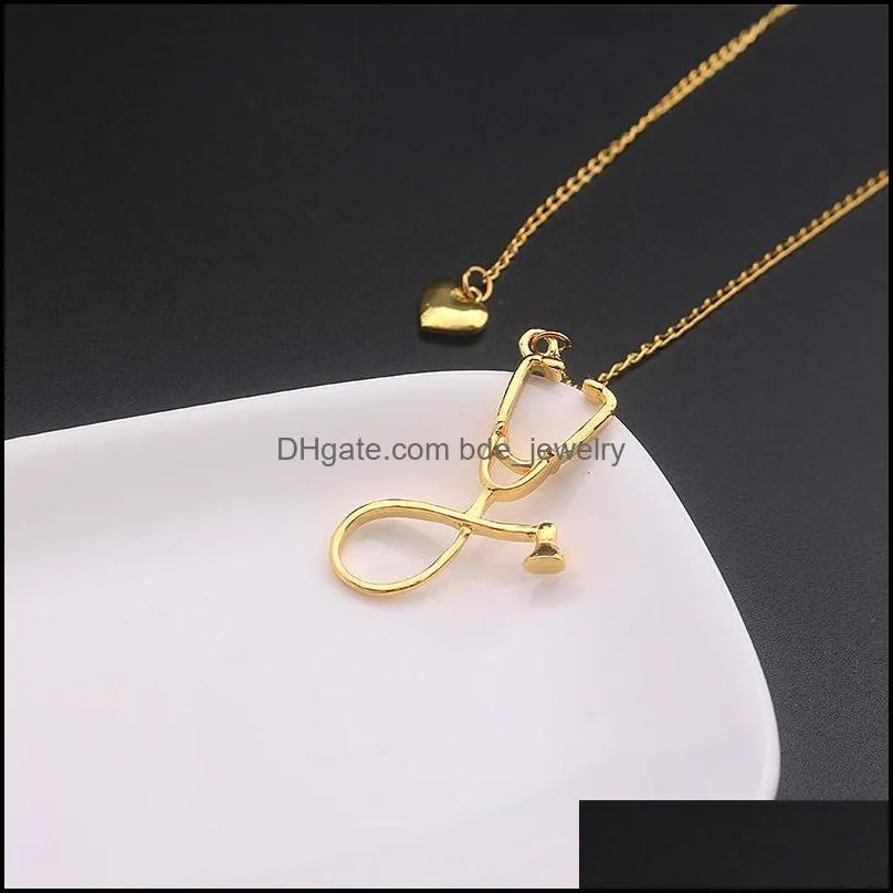 stethoscope nurse necklaces chains doctoral creative heart love necklace