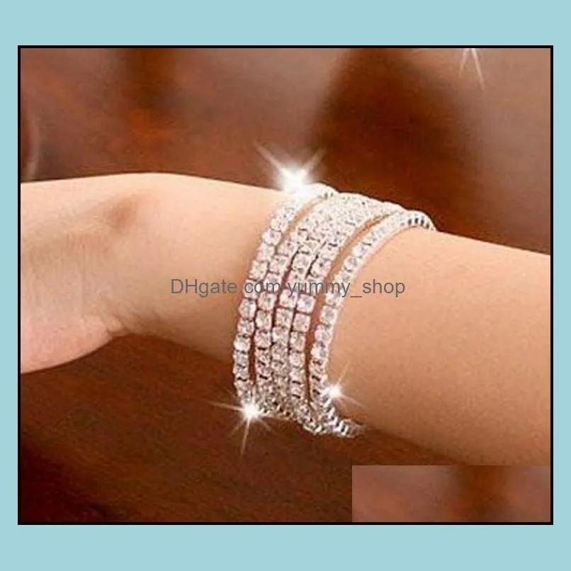 fashion 16 row white crystal tennis bracelet bridal bracelet stretch silver tone ideal for wedding 2017