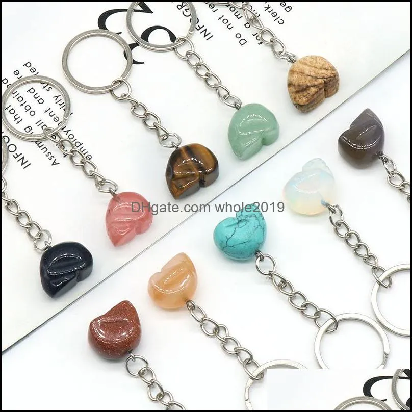 healing reiki chakra natural stone skull key rings pendant keychain crystal chakras quartz chains jewelry accessories 472c3