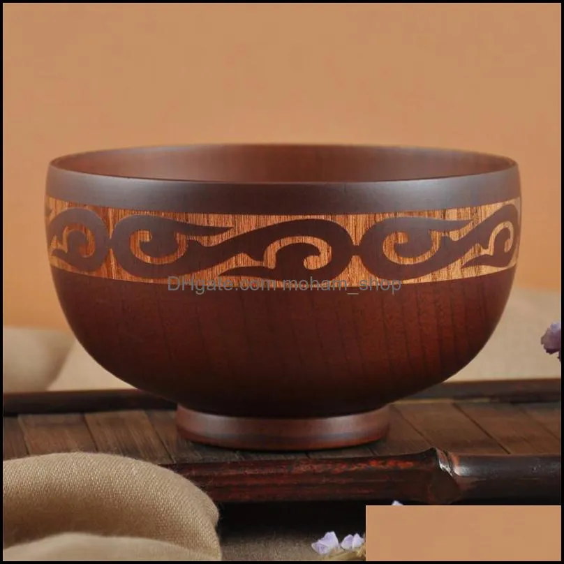 bowls mongolian style wooden bowl mongolia soup salad rice noodle ethnic natural wood kids original tableware