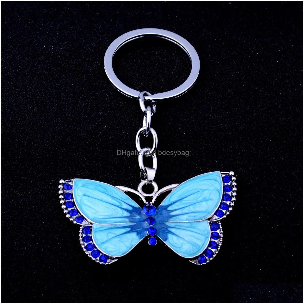 6pcs/set 2019 new style silver plated keychain butterfly fly horse christmas key rings fashion pendants diy pearl girl charming gift