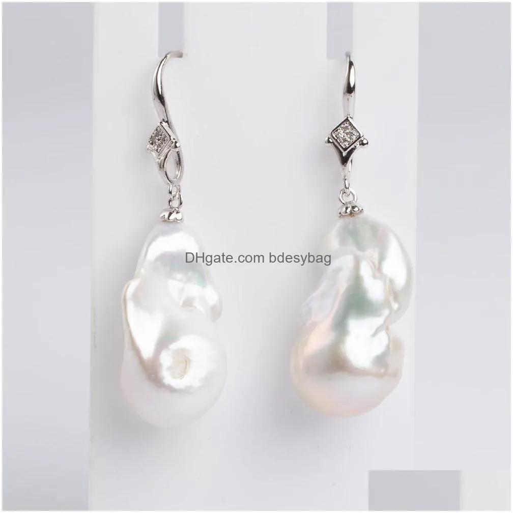 freshwater barque pearl dangle earring classic high quality big water drop irregular pearl earrings for women wedding party gift
