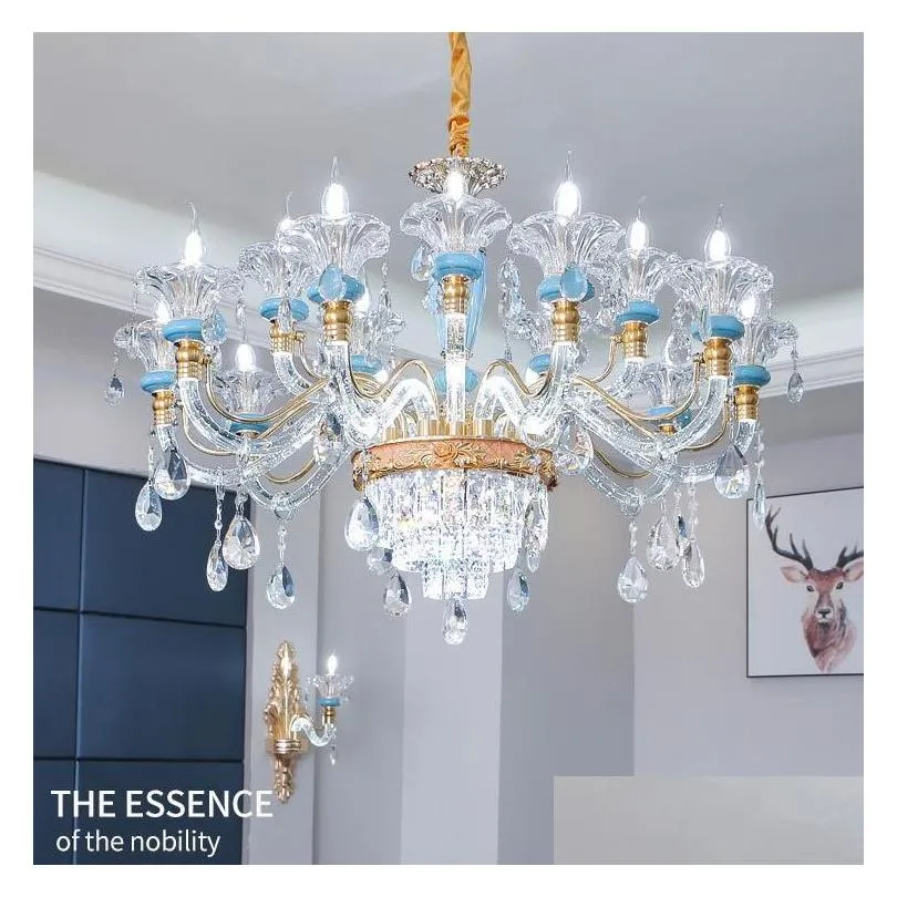 european style crystal chandelier living room pendant lamps hall lamp luxury dining room bedroom home pendant lights