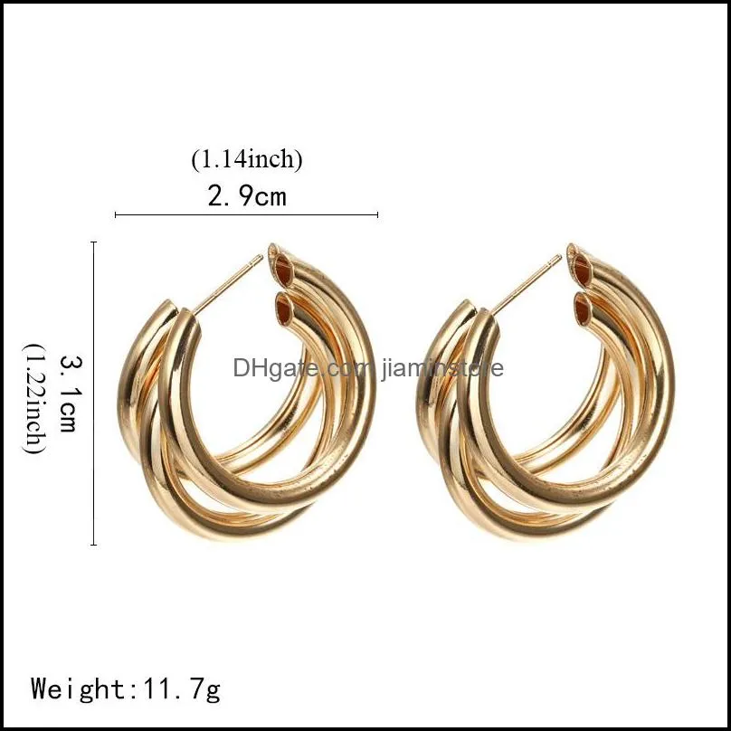 trendy simple design round shape hoop earrings metal wind letter cshape earrings for women silver gold bridal fashion jewelry