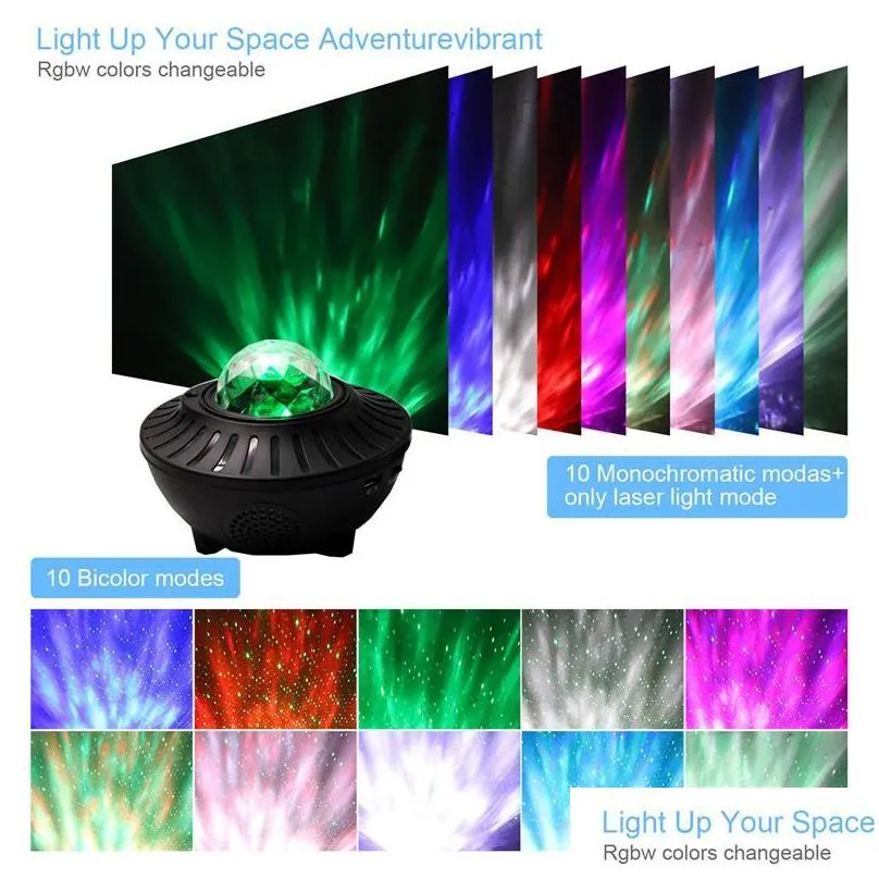 usb water pattern flame light bluetooth music ocean star lights projector light night lamp laser water pattern projector light