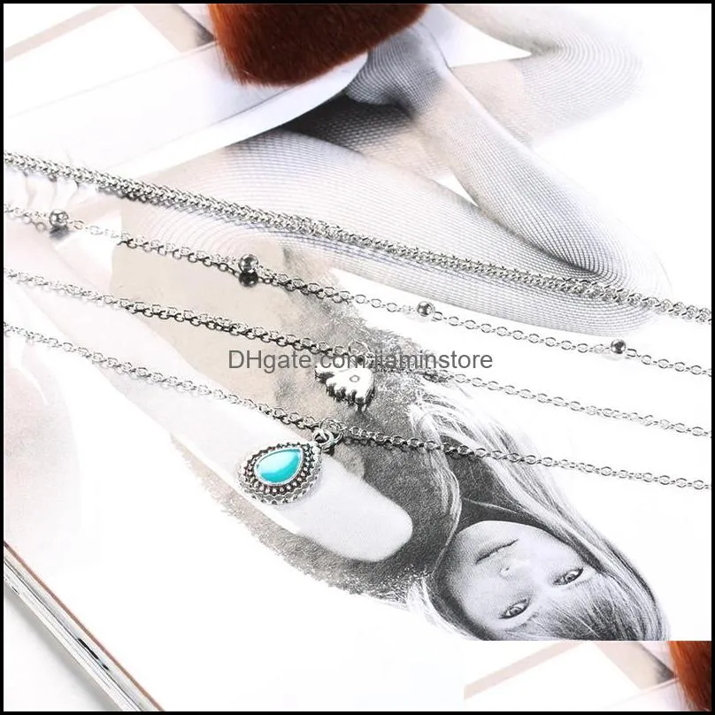 fashion minimalist choker necklace for women elephant turquoise charm pendant necklace boho jewelry long statement multilayer