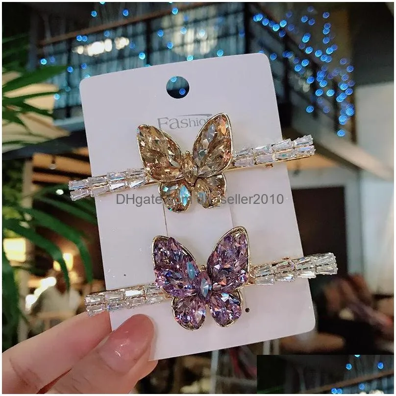 fashion jewelry zircon crystal butterfly hairclip duck beak hair clips women girls barrettes hair accessories