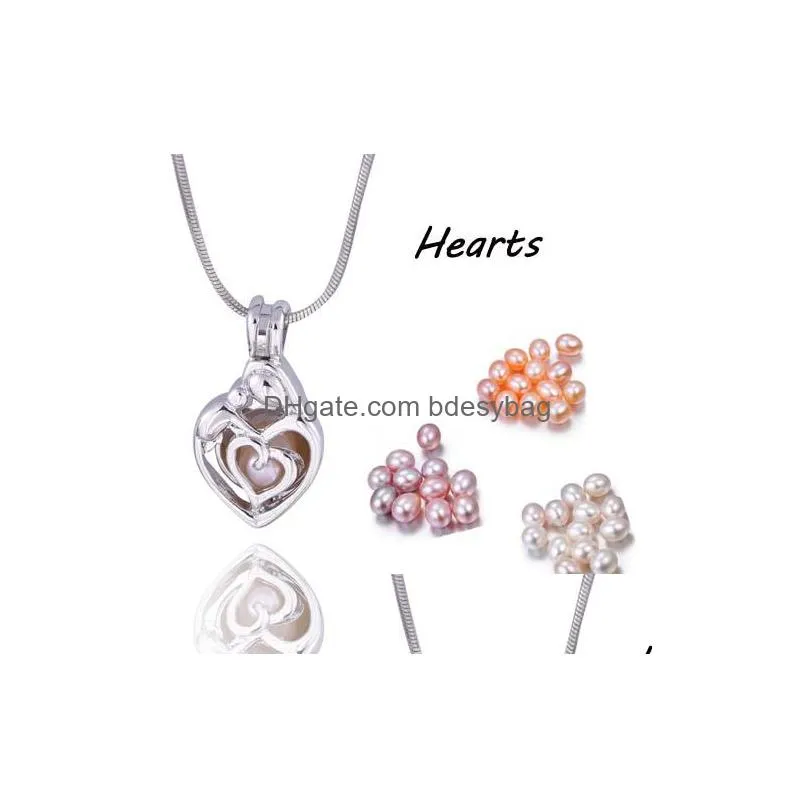 new arrival love 67mm rice pearl cages pendant hollow out peanut/hearts/gun/parrot/building silver plated diy fashion jewelry gift