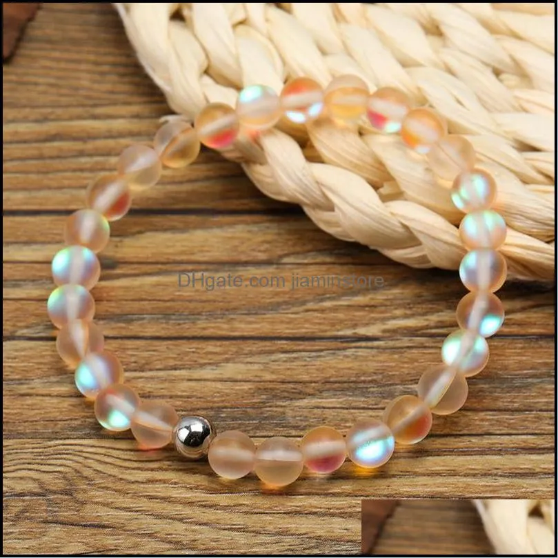  spectrolite bling stone bead bracelet pink blue green natural stone beads yoga balance bracelet for women girls buddha jewelry