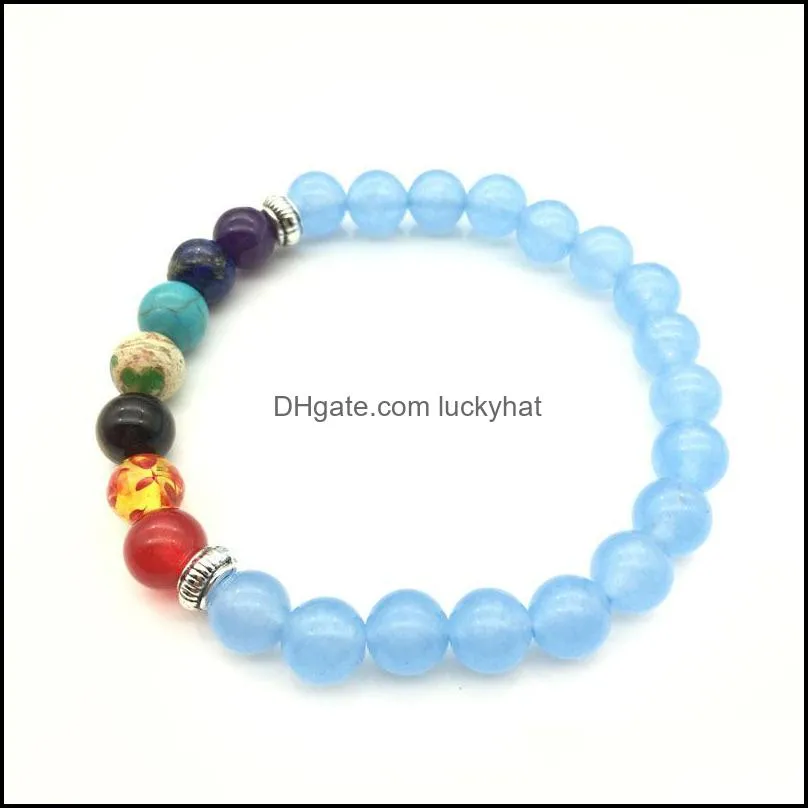 beaded stretch bracelet lava turquoise amber jade jewelry chakra healing crystal point bead bracelet infinity natural stone crystal luckyhat