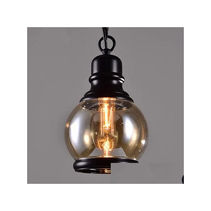 vintage loft pendant light industrial style amber glass lamp bar/restaurant retro room bar 3 style pendant light