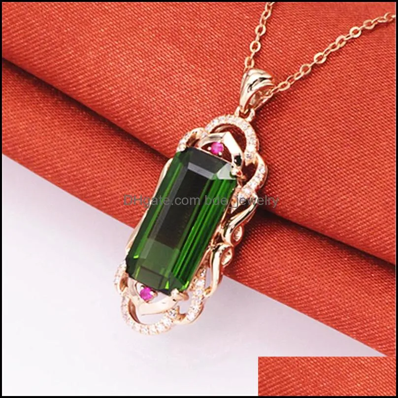 baguette necklaces brazilian rich green tourmaline gemstone necklace diamondencrusted red zircon silver necklace