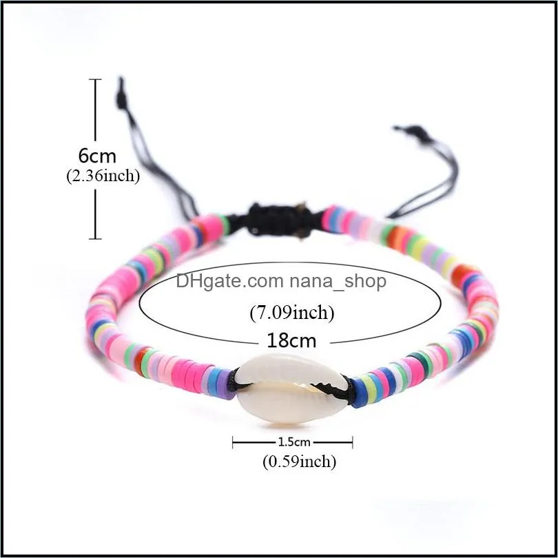 bohemian braided shell bracelet unisex handmade multi color resin bead woven bracelet with shell summer beach adjustable for women