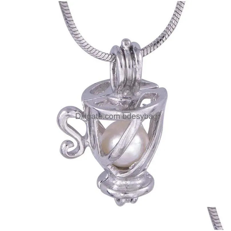 hollow out freshwater pearl love wish pearl cages locket necklace pendant necklace elephant//bow/teacup fit for diy pendant 20pcs/lot