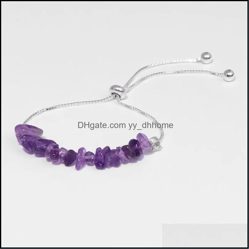 crystal irregular crushed stone beaded bracelet strands amethyst quartz wristband bangles for women jewelry gift