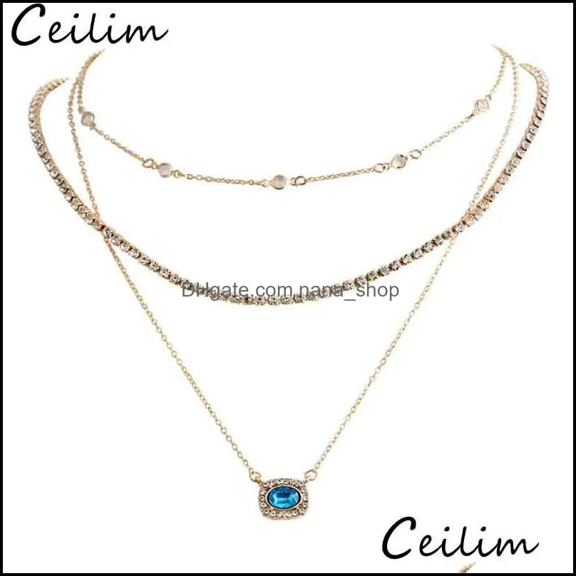 sexy multilayer crystal moon pendants necklaces for women vintage charm choker necklace statement party jewelry accessories