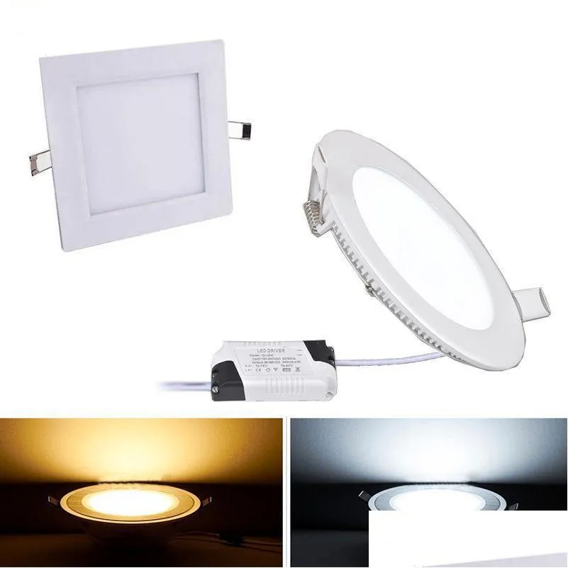 led lights dimmable led panel downlight 6w 12w 18w round glass ceiling recessed lights smd 5730 warm cold white led light ac85265v