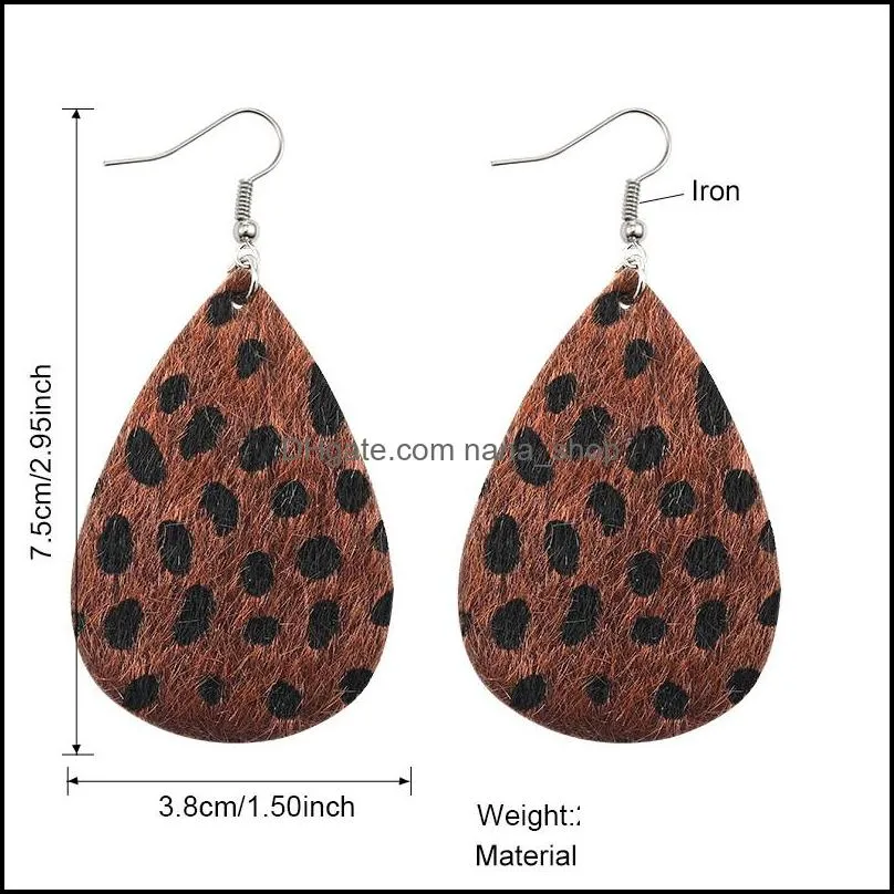 2020 fashion designer pu leather earrings for women girls bohemian vintage teardrop oval drop silver hook earrings jewelry gift