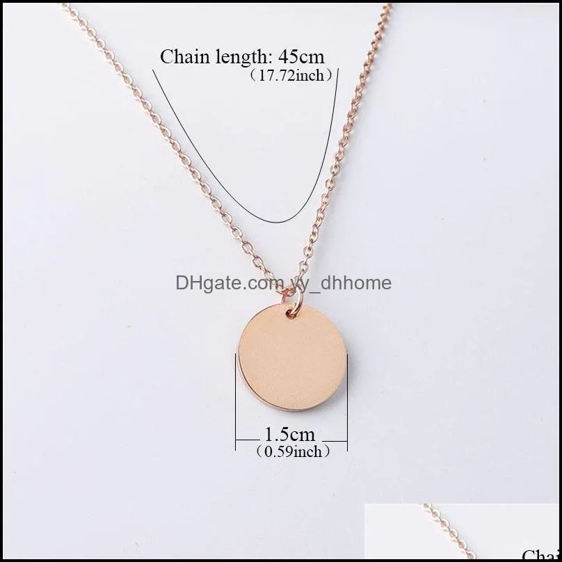  blank round pendant necklace stainless steel necklace gold minimalist round blank dog tag coin pendant necklace jewelry for buyer
